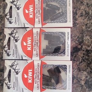 Lot of 3 KIWI No-Tie Laces - Black & WHite NWT trim to fit any shoe